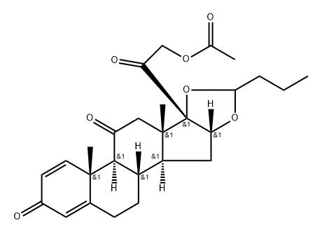 21-Acetoxy-11-oxo-16α,17α-propylMethylenedioxpregna-1,4-diene-3,20-dione Struktur