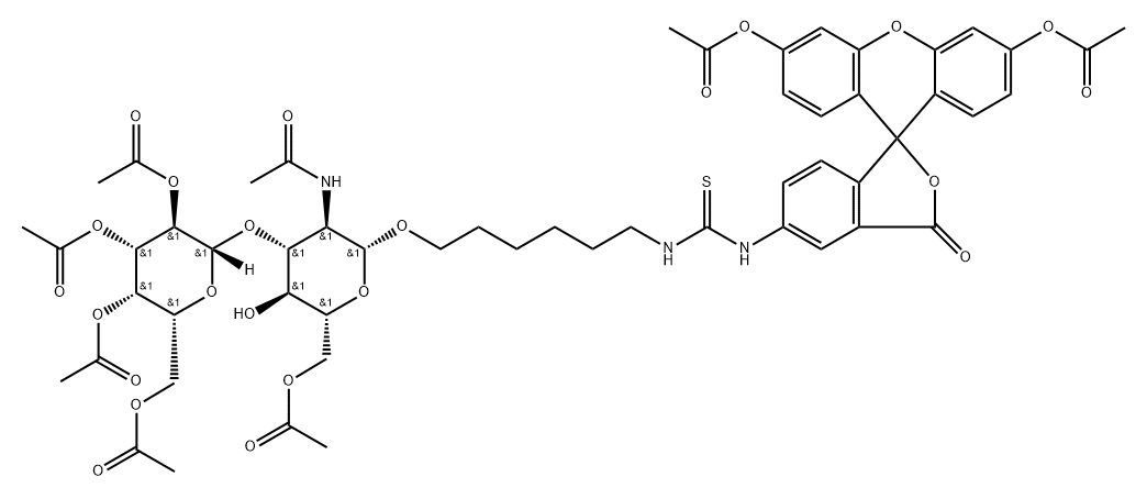 Thiourea, N-6-6-O-acetyl-2-(acetylamino)-2-deoxy-3-O-(2,3,4,6-tetra-O-acetyl-.beta.-D-galactopyranosyl)-.beta.-D-glucopyranosyloxyhexyl-N-3,6-bis(acetyloxy)-3-oxospiroisobenzofuran-1(3H),9-9Hxanthen-5-yl-|