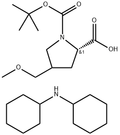 1,2-Pyrrolidinedicarboxylic acid, 4-(methoxymethyl)-, 1-(1,1-dimethylethyl) ester, compd. with N-cyclohexylcyclohexanamine (1:1), (2S)- Structure