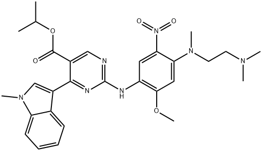 5-Pyrimidinecarboxylic acid, 2-[[4-[[2-(dimethylamino)ethyl]methylamino]-2-methoxy-5-nitrophenyl]amino]-4-(1-methyl-1H-indol-3-yl)-, 1-methylethyl ester