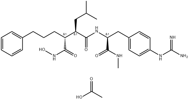 (2S)-N-メチル-2-[[(2R,3S)-2-イソブチル-3-(ヒドロキシカルバモイル)-6-フェニルヘキサノイル]アミノ]-3-(4-グアニジノフェニル)プロピオンアミド 化学構造式