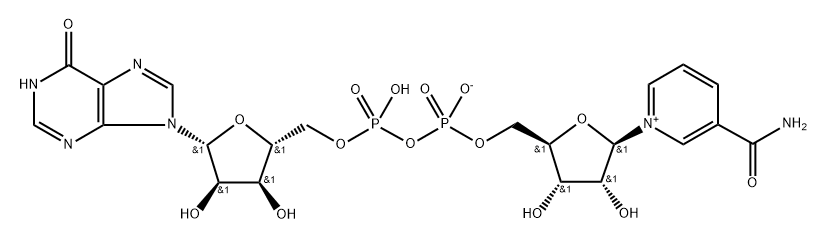 Inosine 5'-(trihydrogen diphosphate), P'→5'-ester with 3-(aminocarbonyl)-1-β-D-ribofuranosylpyridinium, inner salt Struktur