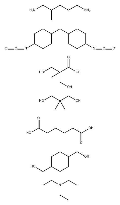 Hexanedioic acid, polymer with 1,4-cyclohexanedimethanol, 2,2-dimethyl-1,3-propanediol, 3-hydroxy-2-(hydroxymethyl)-2-methylpropanoic acid, 1,1-methylenebis4-isocyanatocyclohexane and 2-methyl-1,5-pentanediamine, compd. with N,N-diethylethanamine 结构式