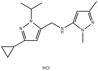 N-[(3-cyclopropyl-1-isopropyl-1H-pyrazol-5-yl)methyl]-1,3-dimethyl-1H-pyrazol-5-amine 结构式
