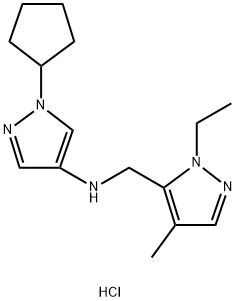 1-cyclopentyl-N-[(1-ethyl-4-methyl-1H-pyrazol-5-yl)methyl]-1H-pyrazol-4-amine,1856068-01-3,结构式