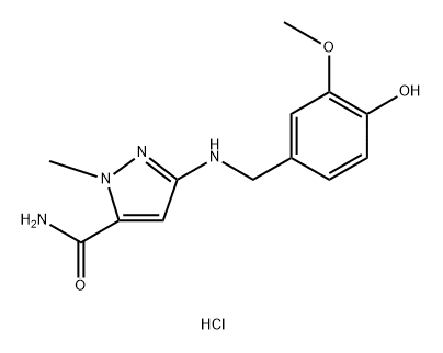 3-[(4-hydroxy-3-methoxybenzyl)amino]-1-methyl-1H-pyrazole-5-carboxamide Structure