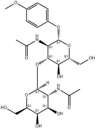 4-甲氧苯基-3-O-(2-乙酰氨基-2脱氧-Β-D-吡喃半乳糖酰基)-2-乙酰氨基-2-脱氧-Β-D-吡喃葡萄糖苷, 1858223-95-6, 结构式
