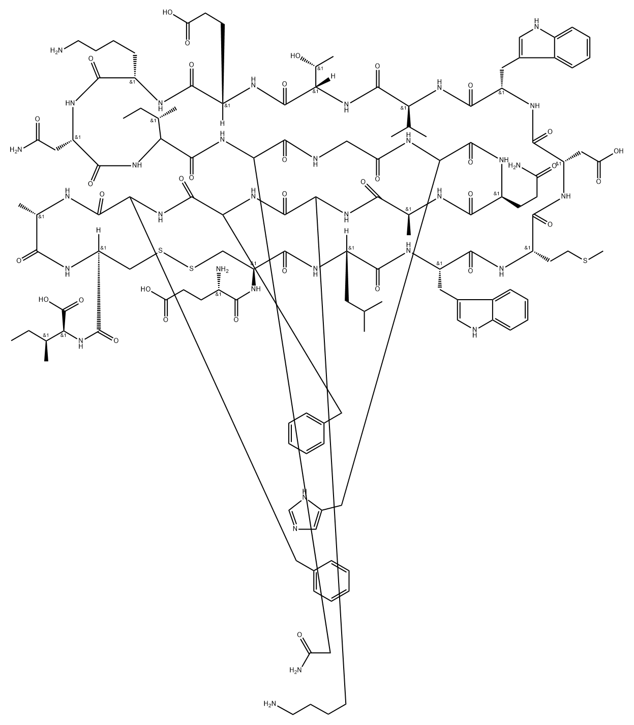 H-GLU-CYS-LEU-TRP-MET-ASP-TRP-VAL-THR-GLU-LYS-ASN-ILE-ASN-GLY-HIS-GLN-ALA-LYS-PHE-PHE-ALA-CYS-ILE-OH, (DISULFIDE BOND), 1872435-10-3, 结构式