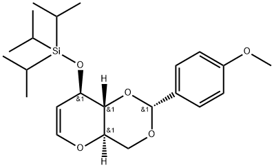 1,5-脱水-2-脱氧-4,6-O-[(R)-(4-甲氧基苯基)亚甲基]-3-O-[三(1-甲基乙基)硅烷基]-D-阿拉伯-己-1-烯糖, 187879-14-7, 结构式