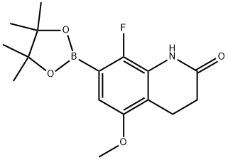 8-氟-5-甲氧基-7-(4,4,5,5-四甲基-1,3,2-二氧硼杂环戊烷-2-基)-3,4-二氢喹啉-2(1H)-酮, 1883758-75-5, 结构式