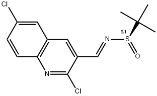 2-Propanesulfinamide, N-[(2,6-dichloro-3-quinolinyl)methylene]-2-methyl-, [N(E),S(R)]- Structure