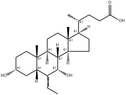 (3α,5β,7α)-6-ethylidene-3,7-dihydroxycholan-24-oic acid Struktur
