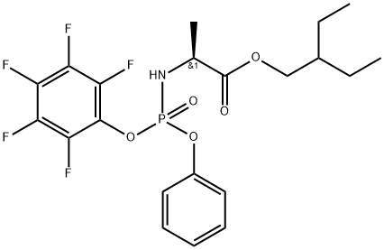 2-ethylbutyl ((S)-(perfluorophenoxy)(phenoxy)phosphoryl)-L-alaninate 化学構造式