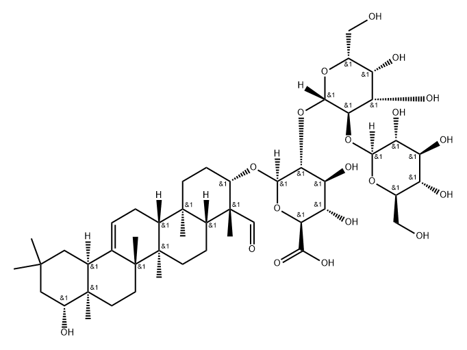 β-D-Glucopyranosiduronic acid, (3β,4β,22β)-22-hydroxy-23-oxoolean-12-en-3-yl O-β-D-glucopyranosyl-(1→2)-O-β-D-galactopyranosyl-(1→2)- (9CI) Structure