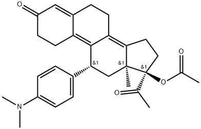 19-Norpregna-4,8(14),9-triene-3,20-dione, 17-(acetyloxy)-11-[4-(dimethylamino)phenyl]-, (11β)- Structure