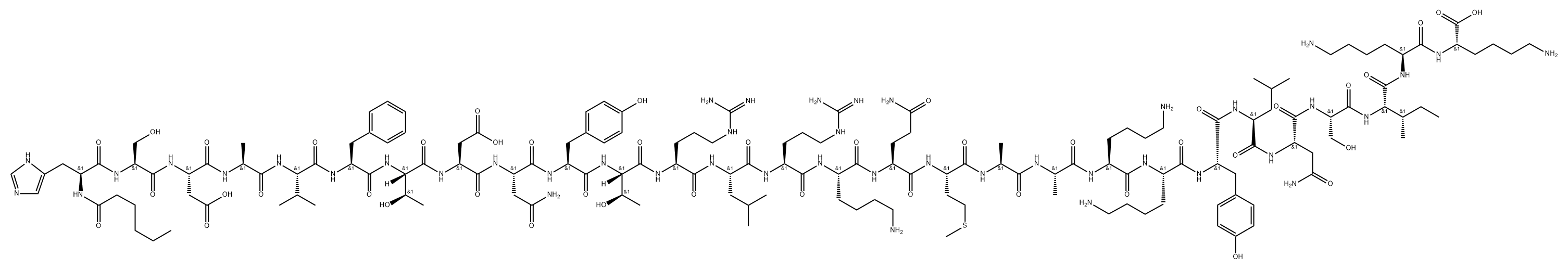 Hexanoyl-(Ala1,Lys22)-VIP Structure