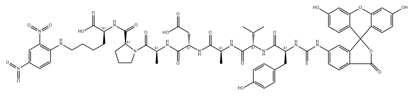 FITC-Tyr-Val-Ala-Asp-Ala-Pro-Lys(Dnp)-OH (Contains FITC isomer I), 1926163-32-7, 结构式