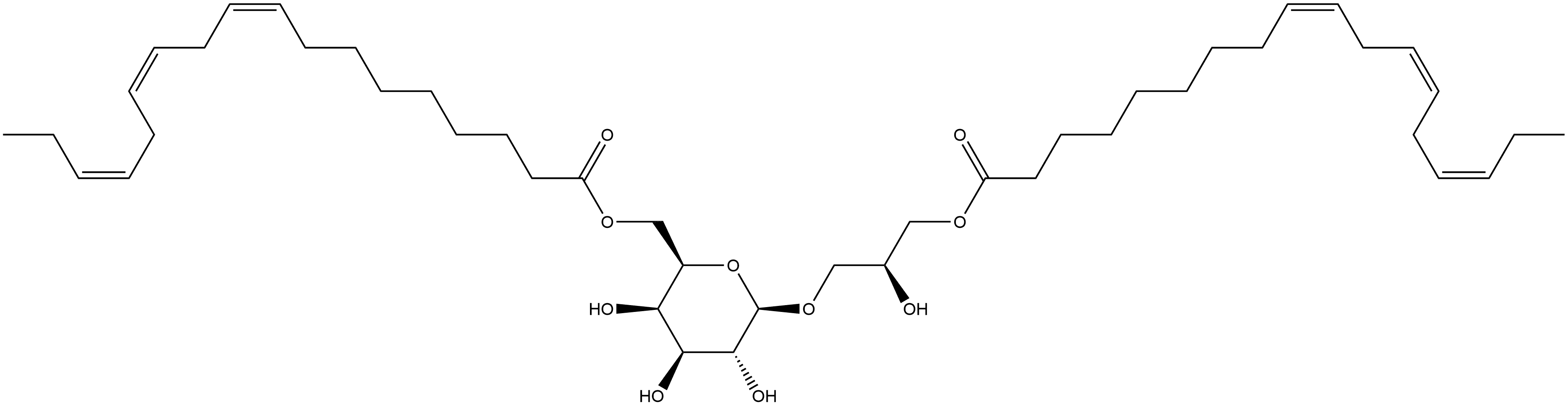 β-D-Galactopyranoside, (2S)-2-hydroxy-3-[[(9Z,12Z,15Z)-1-oxo-9,12,15-octadecatrien-1-yl]oxy]propyl, 6-(9Z,12Z,15Z)-9,12,15-octadecatrienoate Structure