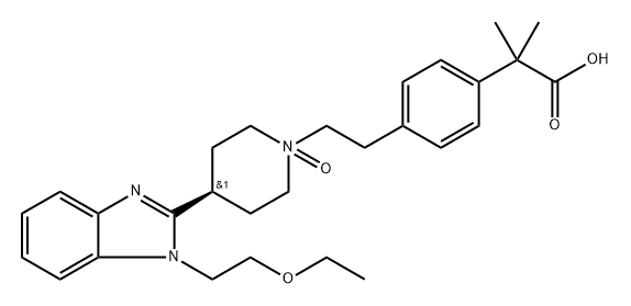 Benzeneacetic acid, 4-[2-[trans-4-[1-(2-ethoxyethyl)-1H-benzimidazol-2-yl]-1-oxido-1-piperidinyl]ethyl]-α,α-dimethyl- Structure