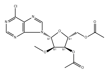 6-Chloro-9-(3,5-di-O-acetyl-2-O-methyl-β-D-ribofuranosyl)-9H-purine 结构式