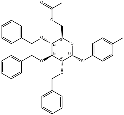 4-甲基苯基6-O-乙酰基-2,3,4-三-O-苄基-1-硫代-Α-D-吡喃葡萄糖苷, 1941225-54-2, 结构式