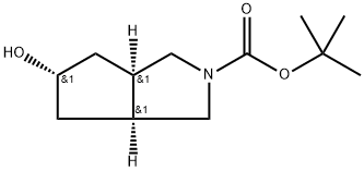 Cyclopenta[c]pyrrole-2(1H)-carboxylic acid, hexahydro-5-hydroxy-, 1,1-dimethylethyl ester, (3aα,5α,6aα) Struktur