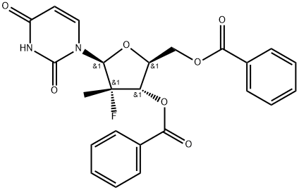 ((2S,3S,4S,5S)-3-(苯甲酰基氧基)-5-(2,4-二氧代-3,4-二氢嘧啶-1(2H)-基)-4-氟-4-甲基四氢呋喃-2-吡啶-3-基)苯甲酸甲酯 结构式