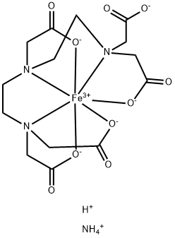 Ferrate(2-),[N,N-bis[2-[bis(carboxymethyl)amino]ethyl]glycinato(5-)],ammonium hydrogen Struktur