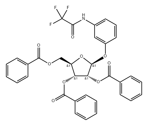 Acetamide, 2,2,2-trifluoro-N-3-(2,3,5-tri-O-benzoyl-.beta.-D-ribofuranosyl)oxyphenyl- Struktur