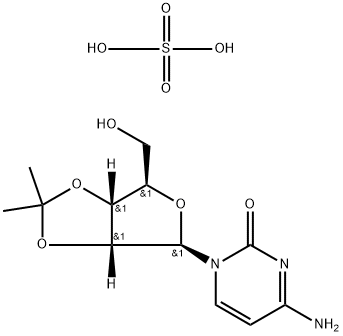 4-amino-1-((3aR,4R,6R,6aR)-6-(hydroxymethyl)-2,2-dimethyltetrahydrofuro[3,4-d][1,3]dioxol-4-yl)pyrimidin-2(1H)-one sulfate Structure