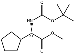 (S)-2-((叔丁氧基羰基)氨基)-2-环戊基乙酸甲酯, 196206-09-4, 结构式