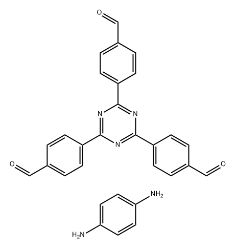 Benzaldehyde, 4,4',4''-(1,3,5-triazine-2,4,6-triyl)tris-, polymer with 1,4-benzenediamine Struktur