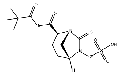 (1R,2S,5R)-7-oxo-2-(pivaloylcarbamoyl)-1,6-diazabicyclo[3.2.1]octan-6-yl hydrogen sulfate Struktur