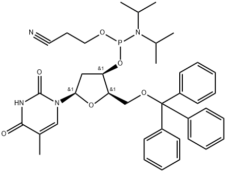 5'-O-Tritylthymidine 3'-CE phosphoramidite Struktur