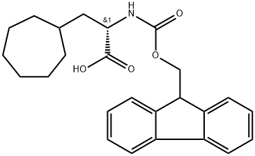 (2S)-3-cycloheptyl-2-({[(9H-fluoren-9-yl)methoxy]carbonyl}amino)propanoic acid Struktur