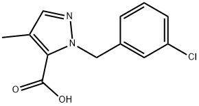 1-[(3-Chlorophenyl)methyl]-4-methyl-1H-pyrazole-5-carboxylic acid 结构式