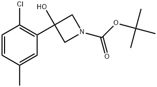 1,1-Dimethylethyl 3-(2-chloro-5-methylphenyl)-3-hydroxy-1-azetidinecarboxylate 结构式