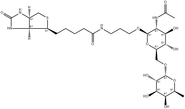 Fucα(1-6)GlcNAc-β-プロピルアミド-ビオチン 化学構造式