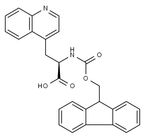 4-Quinolinepropanoic acid, α-[[(9H-fluoren-9-ylmethoxy)carbonyl]amino]-, (αR)- Structure