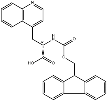 4-Quinolinepropanoic acid, α-[[(9H-fluoren-9-ylmethoxy)carbonyl]amino]-, (αS)- Structure