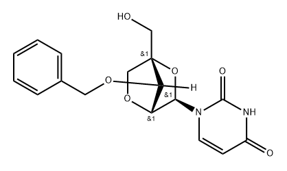 1-[2,5-脱水-4-C-(羟基甲基)-3-O-(苯基甲基)-ALPHA-L-呋喃来苏糖基]-2,4(1H,3H)-嘧啶二酮,200435-91-2,结构式