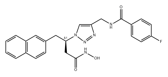 1H-1,2,3-Triazole-1-propanamide, 4-[[(4-fluorobenzoyl)amino]methyl]-N-hydroxy-β-(2-naphthalenylmethyl)-, (βR)- Struktur