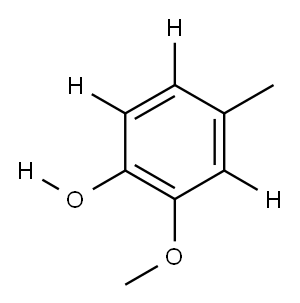 2-甲氧基-4-甲基苯酚-D4, 20189-08-6, 结构式
