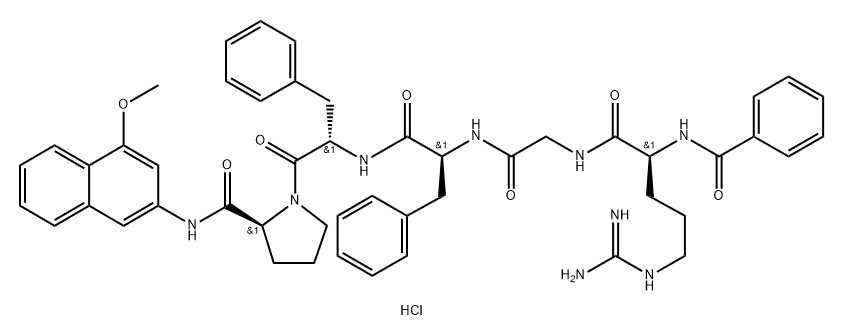 Bz-Arg-Gly-Phe-Phe-Pro-4MβNA · HCl Struktur