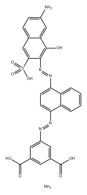 1,3-Benzenedicarboxylic acid, 5-4-(7-amino-1-hydroxy-3-sulfo-2-naphthalenyl)azo-1-naphthalenylazo-, ammonium salt Structure