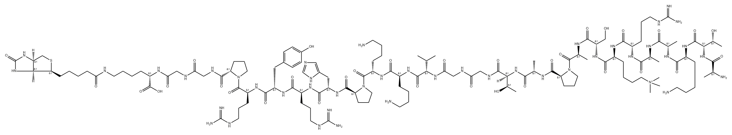 (LYS(ME))-HISTONE H3 (21-44)-GLY-LYS(BIOTINYL) TRIFLUOROACETATE SALT, 2022956-67-6, 结构式