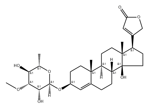 3β-[(6-Deoxy-3-O-methyl-α-L-mannopyranosyl)oxy]-14-hydroxycarda-4,20(22)-dienolide Struktur