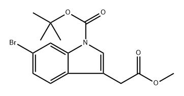 6-溴-3-(2-甲氧基-2-氧乙基)-1H-吲哚-1-羧酸叔丁酯 结构式
