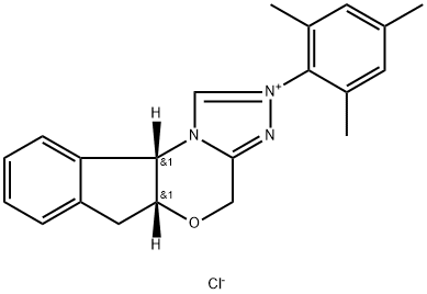 4H,6H-Indeno[2,1-b][1,2,4]triazolo[4,3-d][1,4]oxazinium, 5a,10b-dihydro-2-(2,4,6-trimethylphenyl)-, chloride (1:1), (5aR,10bS)-rel- Struktur
