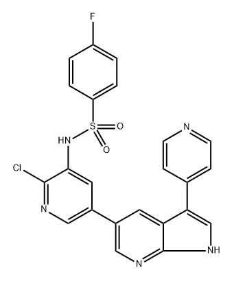 N-(2-chloro-5-(3-(pyridin-4-yl)-1H-pyrrolo[2,3-b]pyridin-5-yl)pyridin-3-yl)-4-fluorobenzenesulfonamide Structure